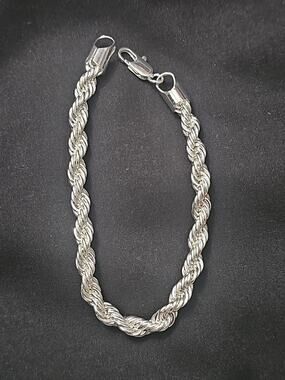 8in. 925 silver plated brass-5.5mm French Rope Bracelet